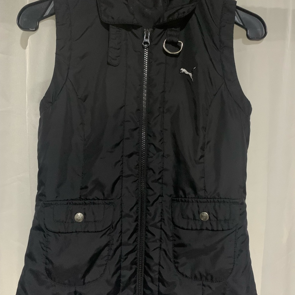 Puma Black Women's Quilted Sleeveless Vest with PUMA Logo